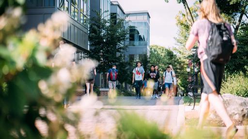 students walking on campus